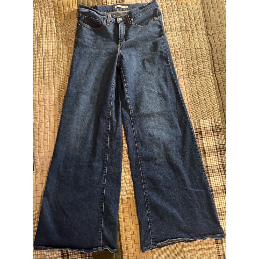 Levi's 318 Shaping Wide Leg Jeans W30 L34 Dark Wash- TALL